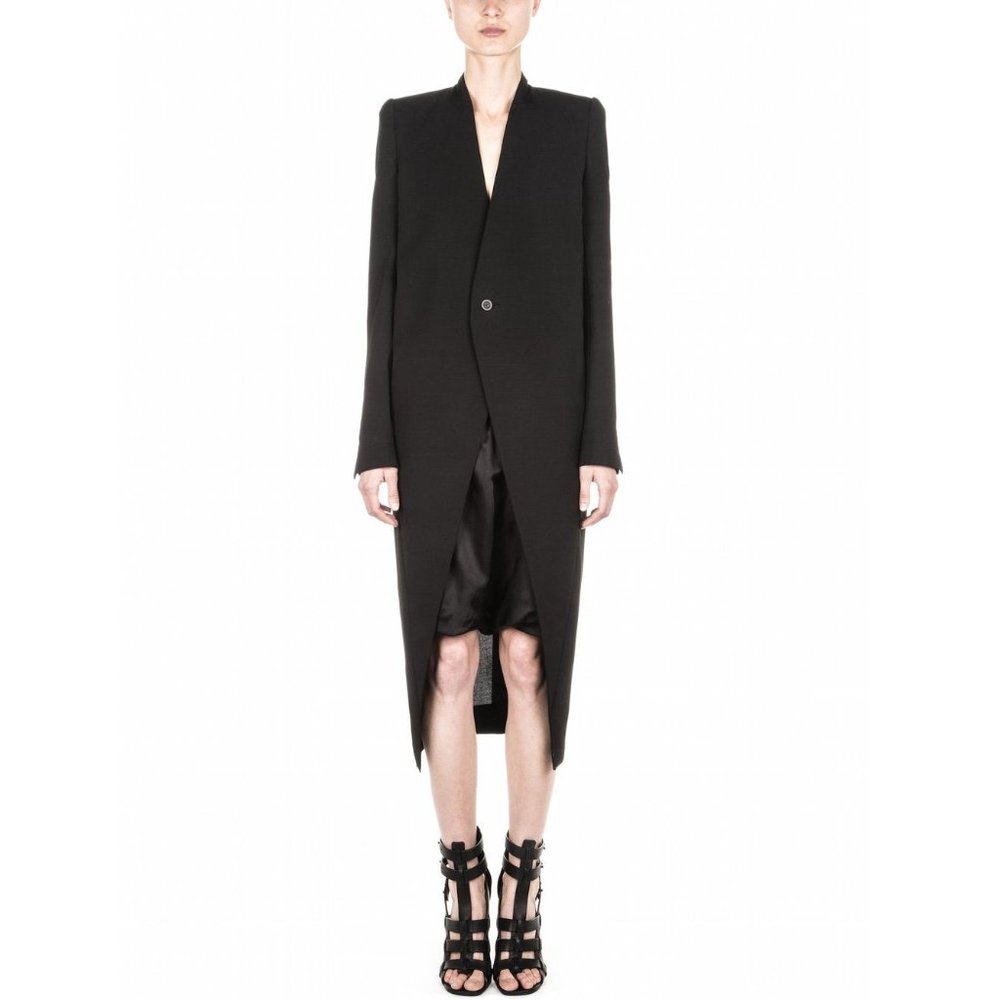 SOLD • RICK OWENS • CYCLOPS Black Wool Knife Coat • IT 46 US 10-12 L XL